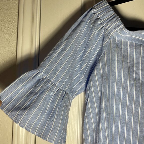 Tobi Tunic Women's Blouse Off The Shoulder Stripe Flare Sleeve Small New - Picture 5 of 7